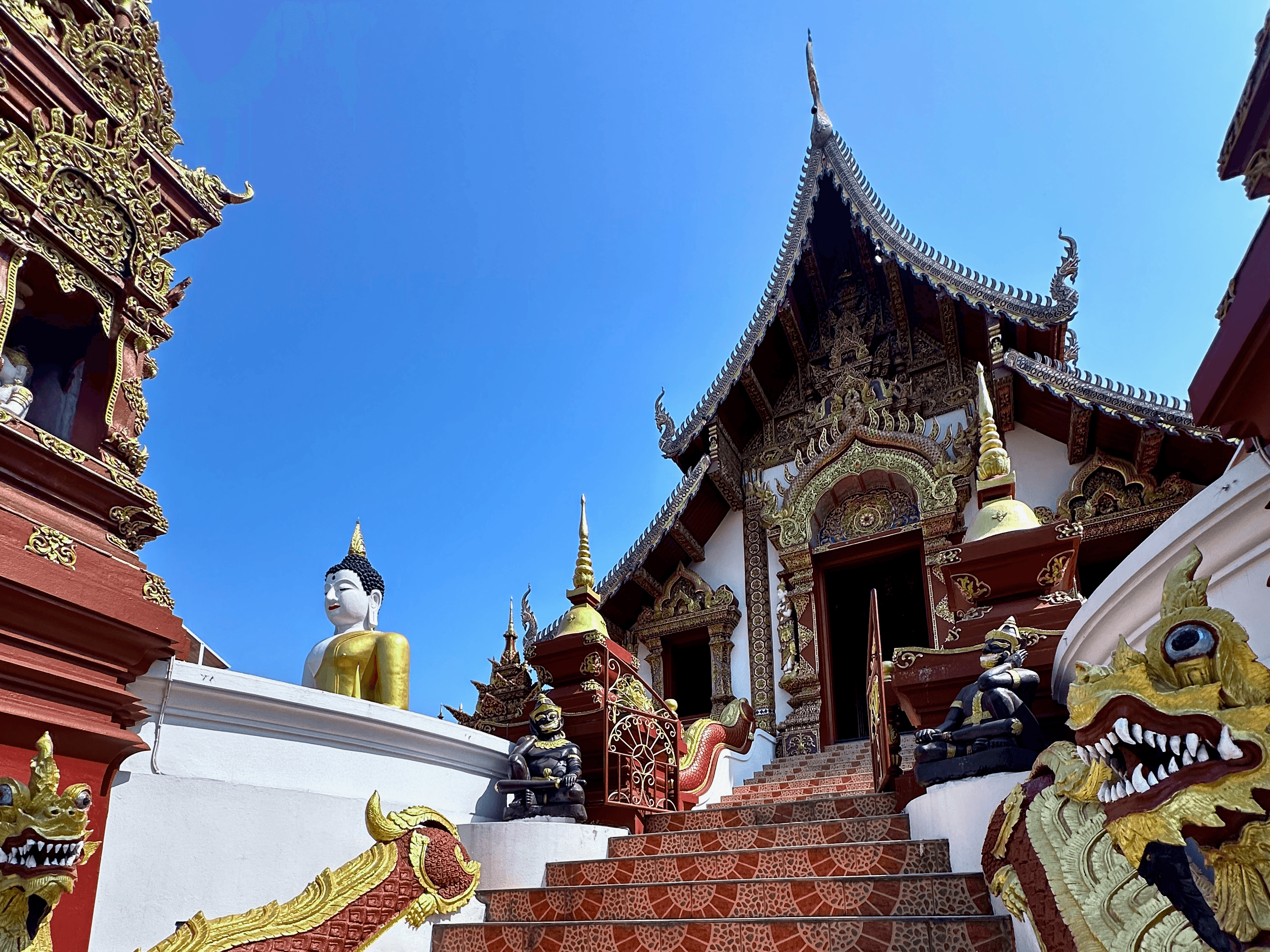 Stairs leading up to a temple in the Old City of Chiang Mai, Thailand